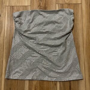 Y2K Express Basic Tube Top Womens L Gray Silver Dots Soft Stretch Sexy